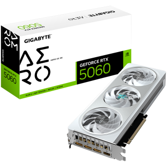 GIGABYTE Video Card NVIDIA GeForce RTX 5060 AERO OC 8G (8GB GDDR7/128bit, PCI-E 5.0, 1x 8Pin Power connector, Recommended PSU 45