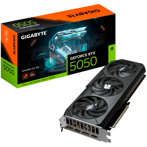 GIGABYTE Video Card NVidia GeForce RTX 5050 GAMING OC 8G, 8 GB GDDR6, PCI-E 5.0, 2xDP, 2xHDMI