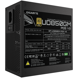 GIGABYTE UD850GM PG5 V2, 850W, 80 PLUS Gold, ATX 3.1, Fully modular