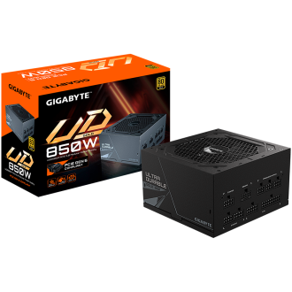 GIGABYTE UD850GM Power Supply 850W, PCIe Gen5 16Pin x 1 600W, Modular, 80 PLUS Gold, Japanese capacitors, 120mm smart control fa