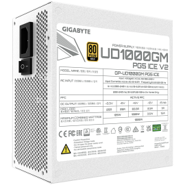 GIGABYTE UD1000GM PG5 V2 ICE, 1000W, White, 80 PLUS Gold, ATX 3.1, Fully Modular