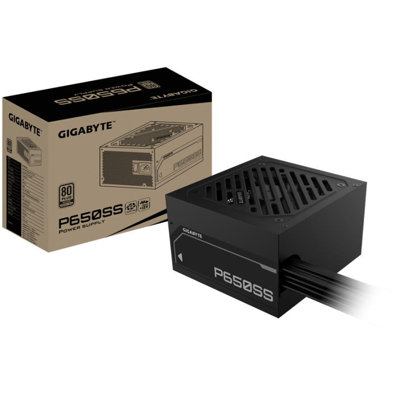 GIGABYTE PSU GP-P650SS, 650W 80Plus Silver, 230V EU, ATX 3.0 (3.1), 120mm Fluid Dynamic Bearing fan, Active PFC, Flat cable, +12