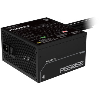 GIGABYTE PSU GP-P550SS, 550W 80Plus Silver, 230V EU, ATX 3.0 (3.1), 120mm Fluid Dynamic Bearing fan, Active PFC, Flat cable, +12