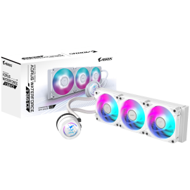 GIGABYTE AORUS WATERFORCE II COOLER 360 ICE, 115x, 1200, 1700, AMD AM4, AM5, RGB FUSION 2.0, 3x120mm Daisy Chain ARGB, White