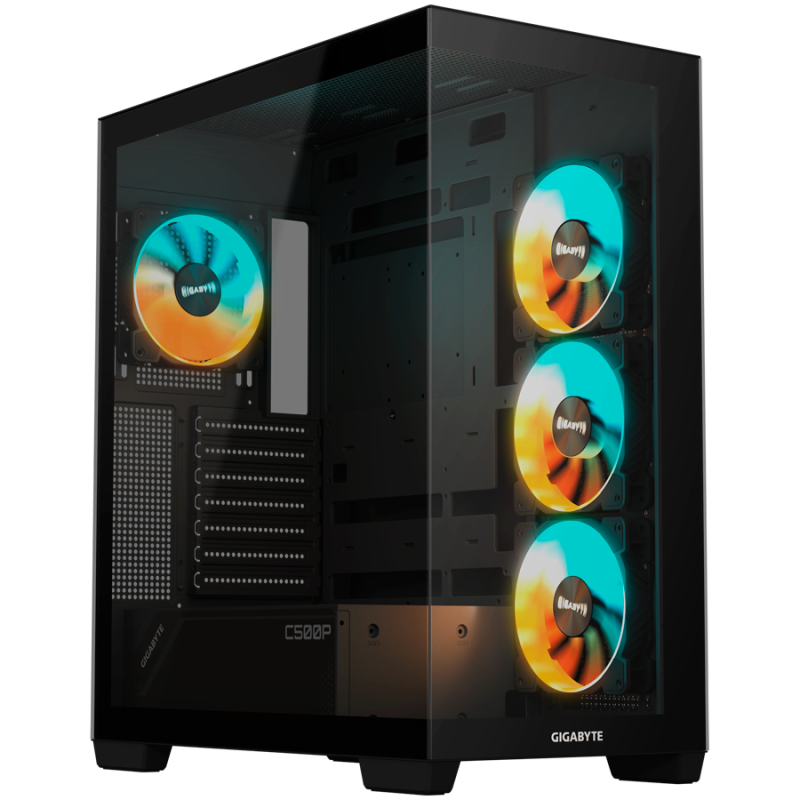 GIGABYTE PC Chasiss GB-C500P ST, C500 PANORAMIC STEALTH, ATX M/B and PSU, USB 3.2 Gen2 Type-C x1 USB 3.0 x2, Pre-installed ARGB 