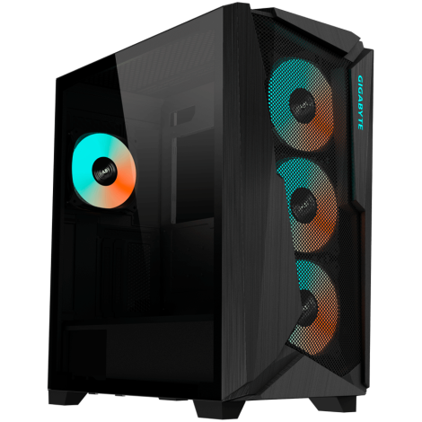 GIGABYTE C301 GLASS Midi Tower, E-ATX, USB 3.1 Gen2 Type-C x1, USB 3.0 x2, Audio In & Out, LED Switch, 4x 120mm ARGB fans, ARGB 