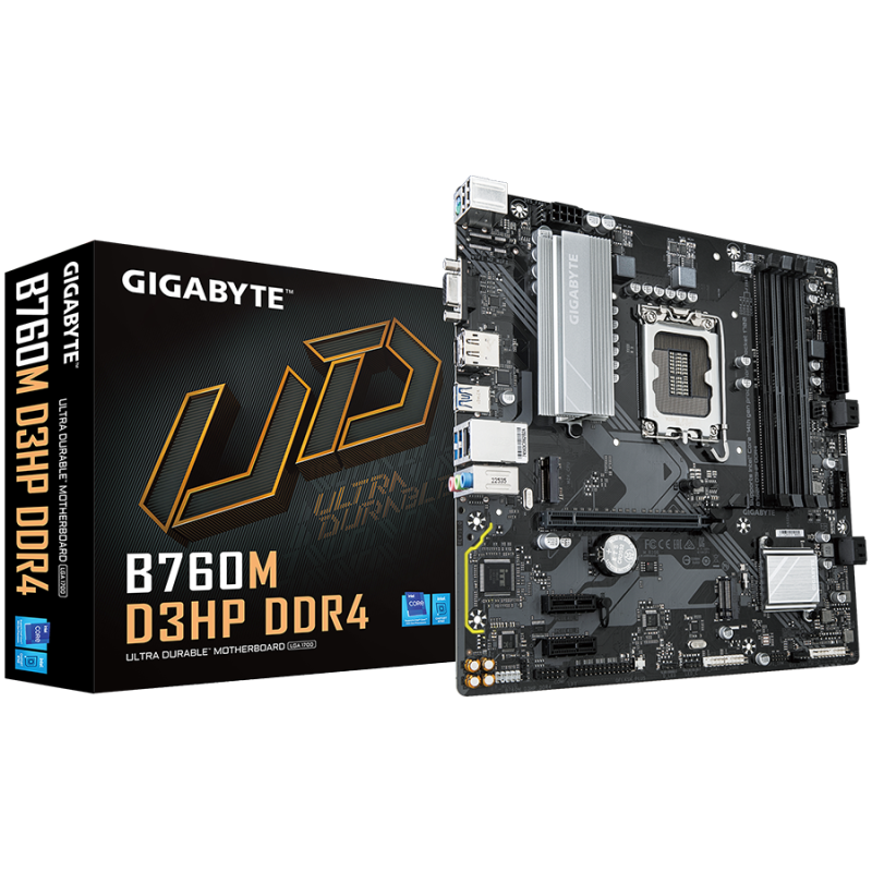 GIGABYTE MB B760M D3HP DDR4 (LGA1700, 4x DDR4 128GB, 1x PCI-E 4.0 x16x16, 2x PCI-E 3.0 x1x1, 2x M.2 PCIe 4.0, 4x SATA, 2x USB 2.