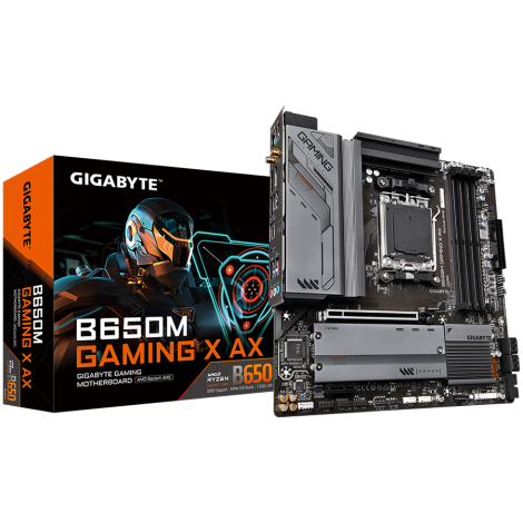 GIGABYTE MB B650M GAMING X AX AM5 4 x DDR5 2 x M.2 4 x SATA 2 x DisplayPorts 1 x HDMI port Micro ATX