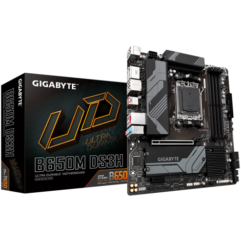 GIGABYTE Mainboard Desktop B650M DS3H (AM5, 4xDDR5 max 128GB, 1x PCI-E 4.0 x16x16, 1x PCI-E 3.0 x16x1, 4x SATA, 2x M.2 PCIe 4.0,