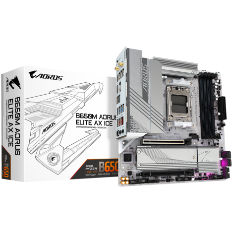 GIGABYTE B650M AORUS ELITE AX ICE, AM5, 4x DDR5, WIFI6E, mATX