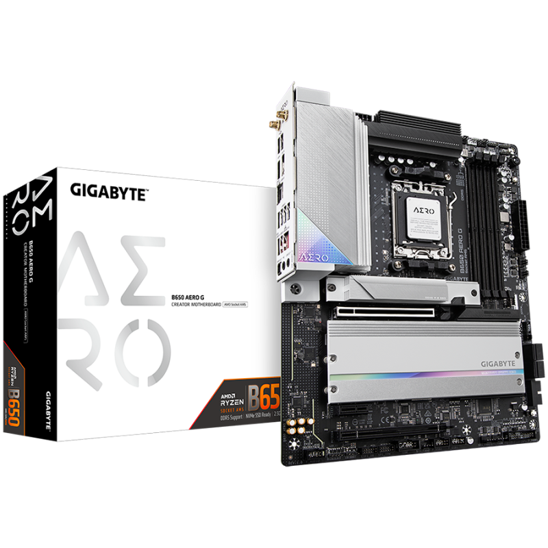 GIGABYTE Mainboard Desktop B650 AERO G (AM5, 4x DDR5 256GB, 1x PCI-E 4.0 x16x16, 1x PCI-E 4.0 x16x4, 1x PCI-E 3.0 x16x1, 1x M.2 