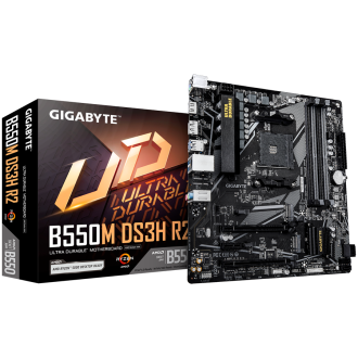 GIGABYTE Mainboard Desktop B550M DS3H R2 (AM4, 4xDDR4, 1xDP, 1xHDMI, GLAN, 1xPCI-E x16 slot, 1xPCI-E x1 slot, 2xM.2, 4xSATA 6G) 