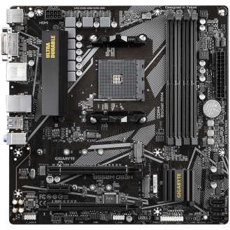 GIGABYTE MB B550 AM4 4 x DDR4 PCIe 3.0 2 x M.2 4 x SATA 1 x DVI-D port 1 x DisplayPort 1 x HDMI port Micro ATX