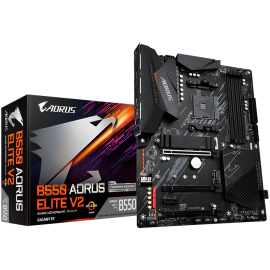 GIGABYTE Mainboard Desktop B550 AORUS ELITE V2 DDR4 (Socket AM4, 4x DDR4 up to 128GB, 1x PCI--Ex16x16 CPU, 3x PCI-Ex16 x2, x1_2,
