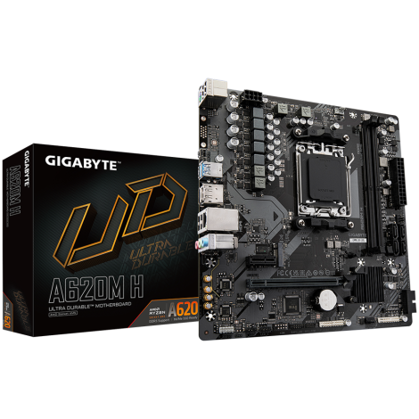 GIGABYTE Mainboard Desktop A620M H (AM5, 2xDDR5, 1xDP, 1xHDMI, GLAN, 1xPCI Express x16 PCIe 4.0, 1xPCI Express x1 sPCIe 3.0, 1xM