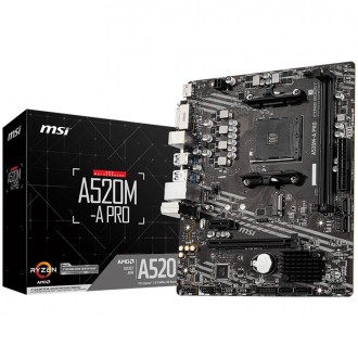MSI Main Board Desktop A520M-A PRO (A520, AM4, 2xDDR4, 1x PCI-E 3.0 x16 slot,1x M.2 slot,4x USB 3.2 Gen1,2x USB 2.0,1x HDMI,1x D