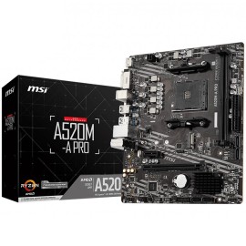 MSI Main Board Desktop A520M-A PRO (A520, AM4, 2xDDR4, 1x PCI-E 3.0 x16 slot,1x M.2 slot,4x USB 3.2 Gen1,2x USB 2.0,1x HDMI,1x D