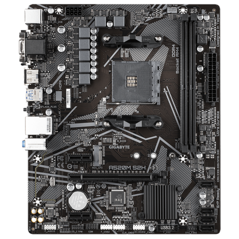 GIGABYTE MB AM4 A520 2 x DDR4 PCIe 3.0 1 x M.2 4 x SATA 1 x D-Sub port 1 x DVI-D port 1 x HDMI port Micro ATX