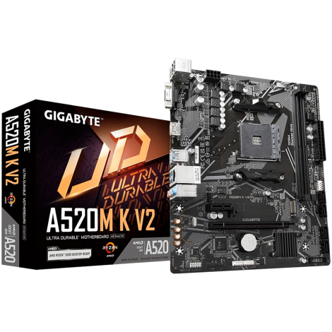 GIGABYTE MainBoard A520M K (AM4, 2x DDR4, 1x M.2, 4x SATA, 1x HDMI, 1x PCI Express x16 3.0, , 1x PCI Express x1 3.0, 6x USB 3.2 