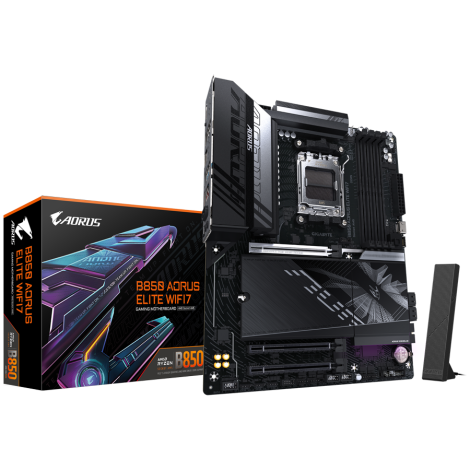 GIGABYTE Mainboard Desktop B850 AORUS ELITE WF7 (AM5, 4xDDR5, 1xDP, 1xHDMI, 2.5GLAN, WiFi7, BT5.4, 1x PCIe x16 5.0, 2xPCIe x16 s