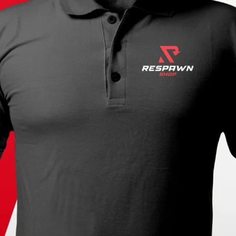 Crna Respawn polo majica s crveno-bijelim logotipom